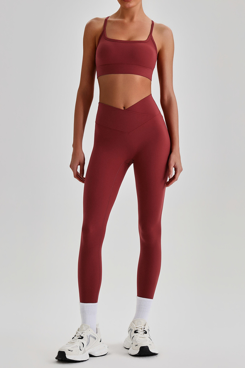 Women's  Crisscross Back Bra & V-Waist Yoga Leggings Set