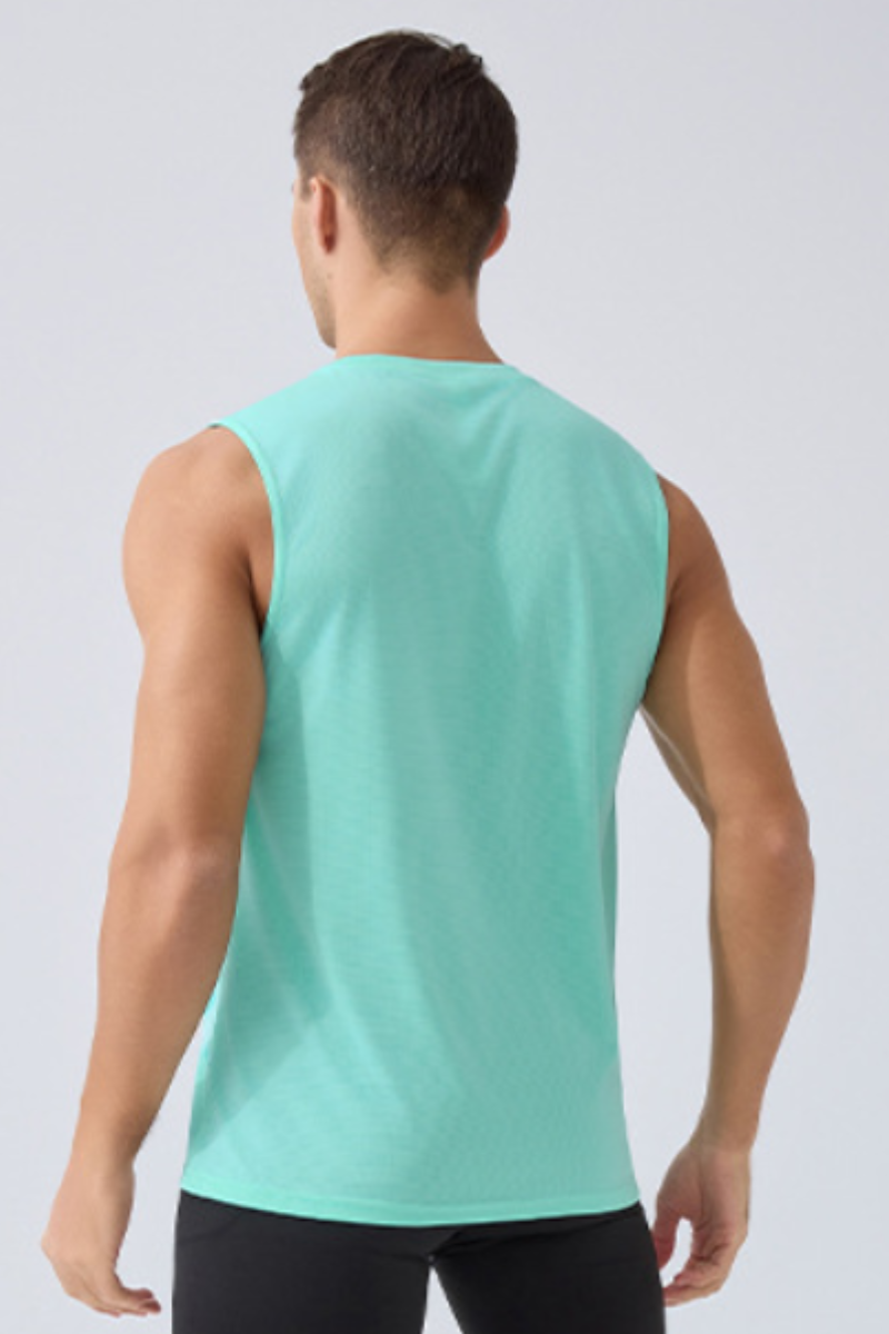 Men's Contrast Stitch Dry Crew Neck Sleeveless Tank Top