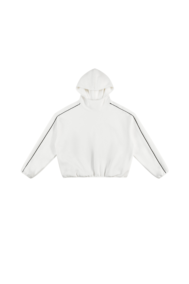 Unisex Fall Relaxed Contrast Color Stripe High Neck Hoodie