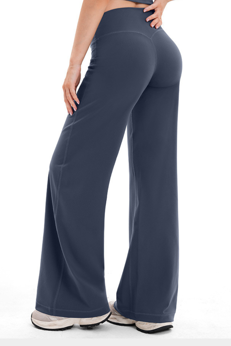 Women's Brushed Wide Waistband Draped Wide Leg Pants