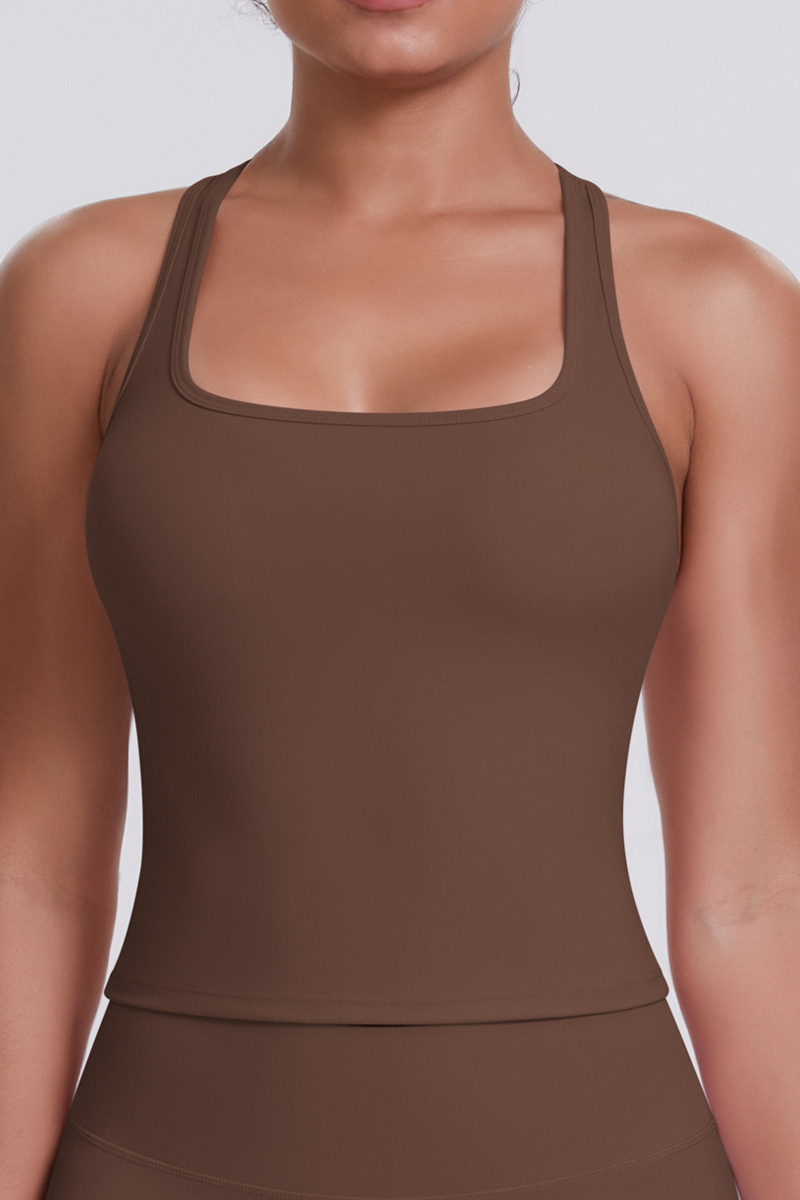 Women's Brushed Solid Racerback Sports Yoga Tank Top