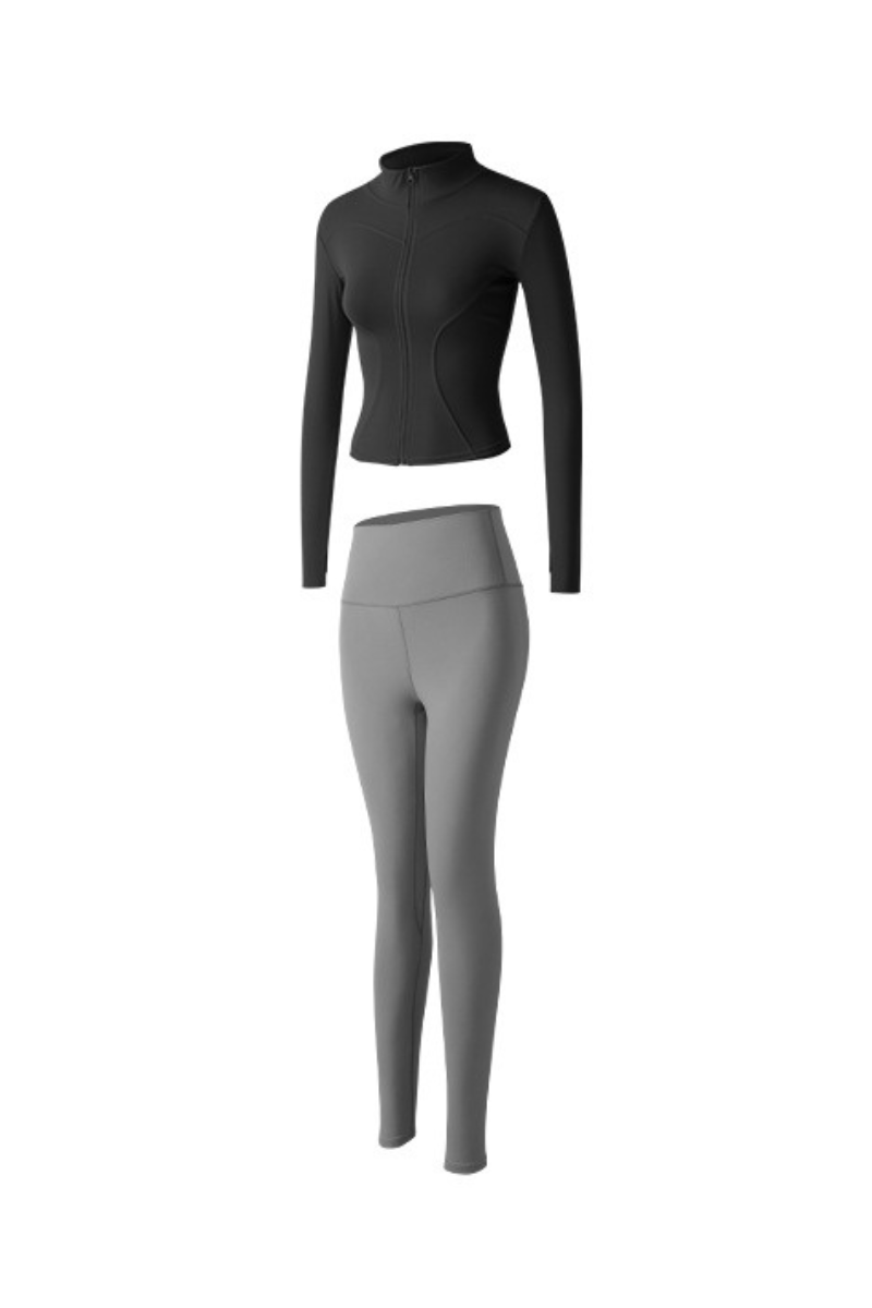 Women's Athletic Sets:Stand Collar Jacket And Leggings