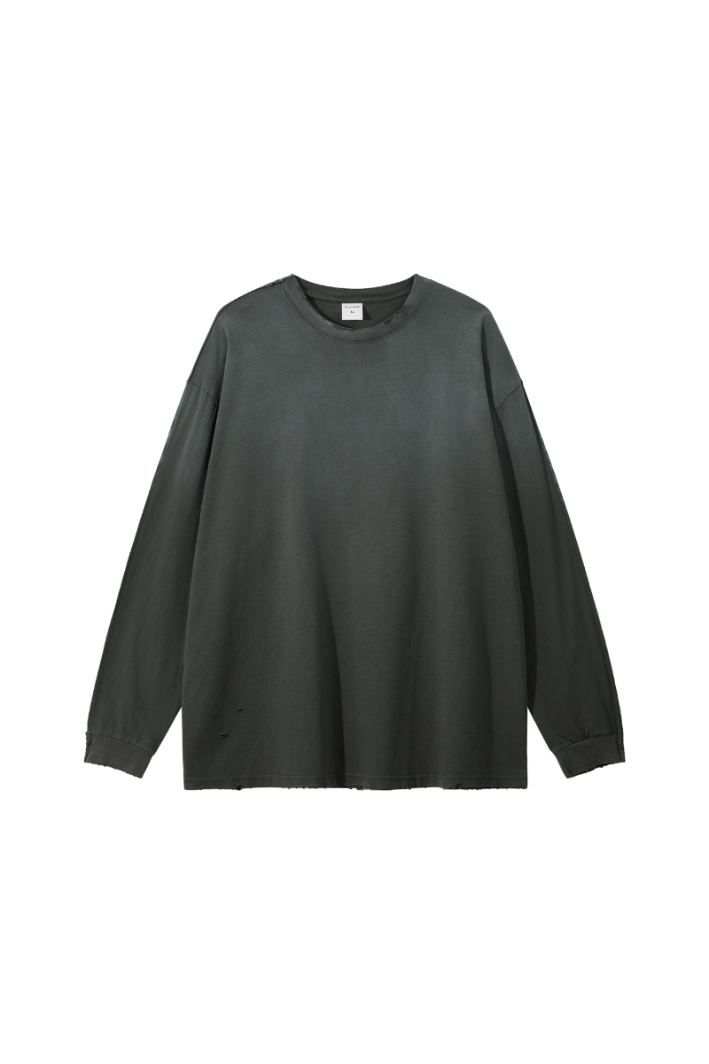 Women's Fall 100%Cotton Vintage Washed Drop Shoulder Pullover