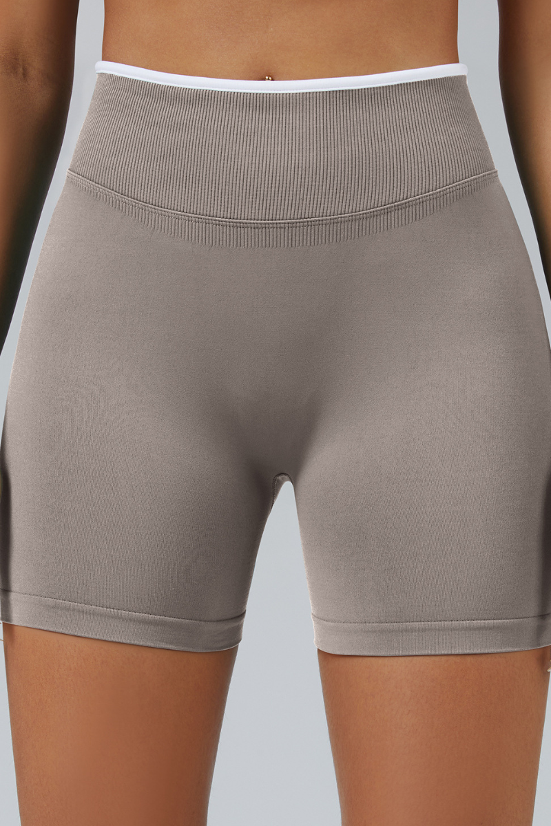Women's Color Contrast Trim Seamless 3 Inch Yoga Shorts