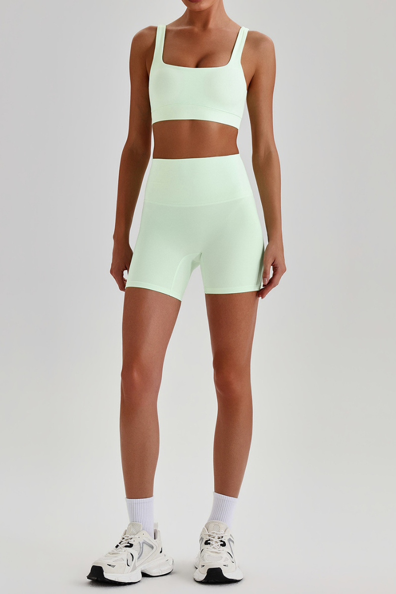 Women's  High Stretch Bra & No Front Seam Yoga Shorts Set
