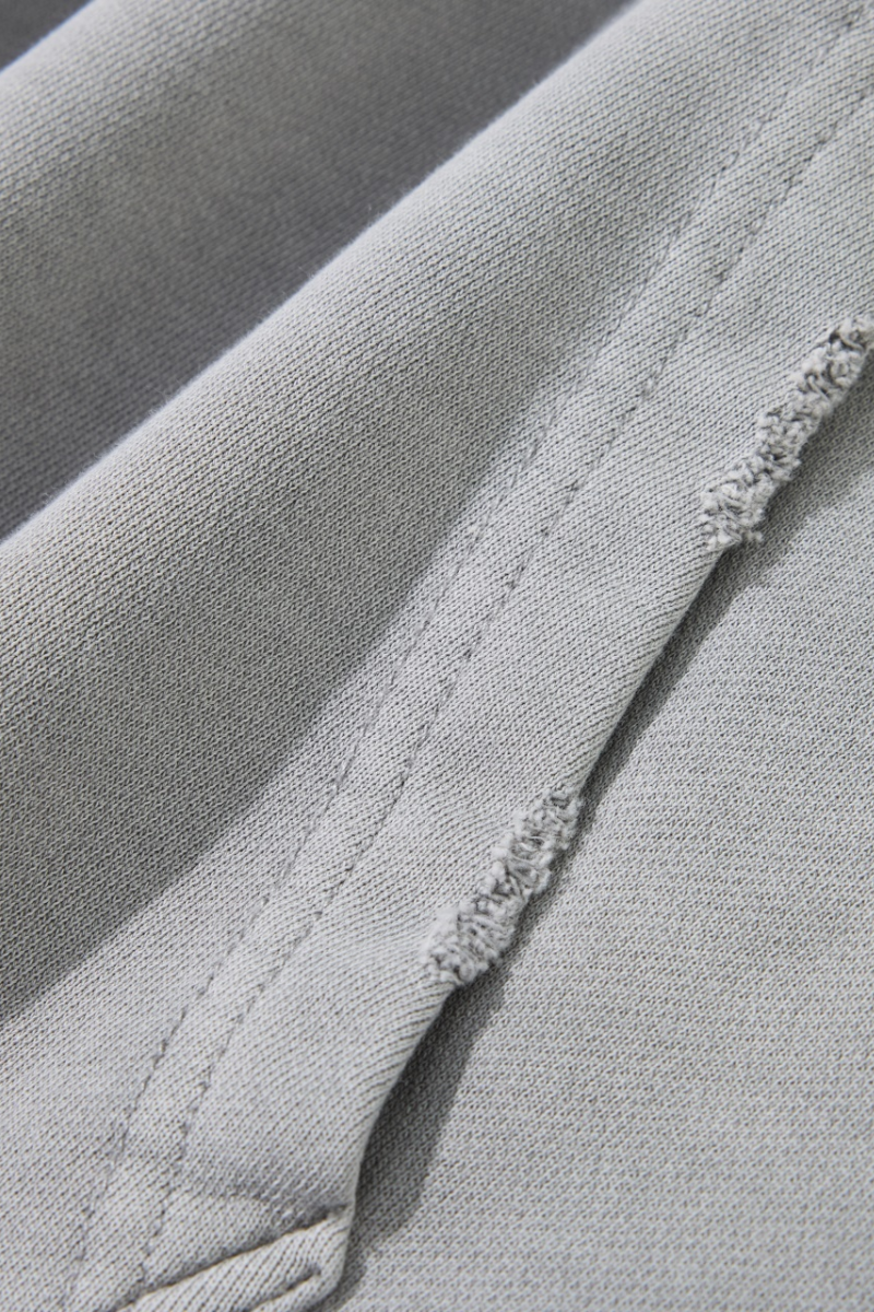 Unisex Fall Winter 100% Cotton Washed Frayed Hem Hoodie