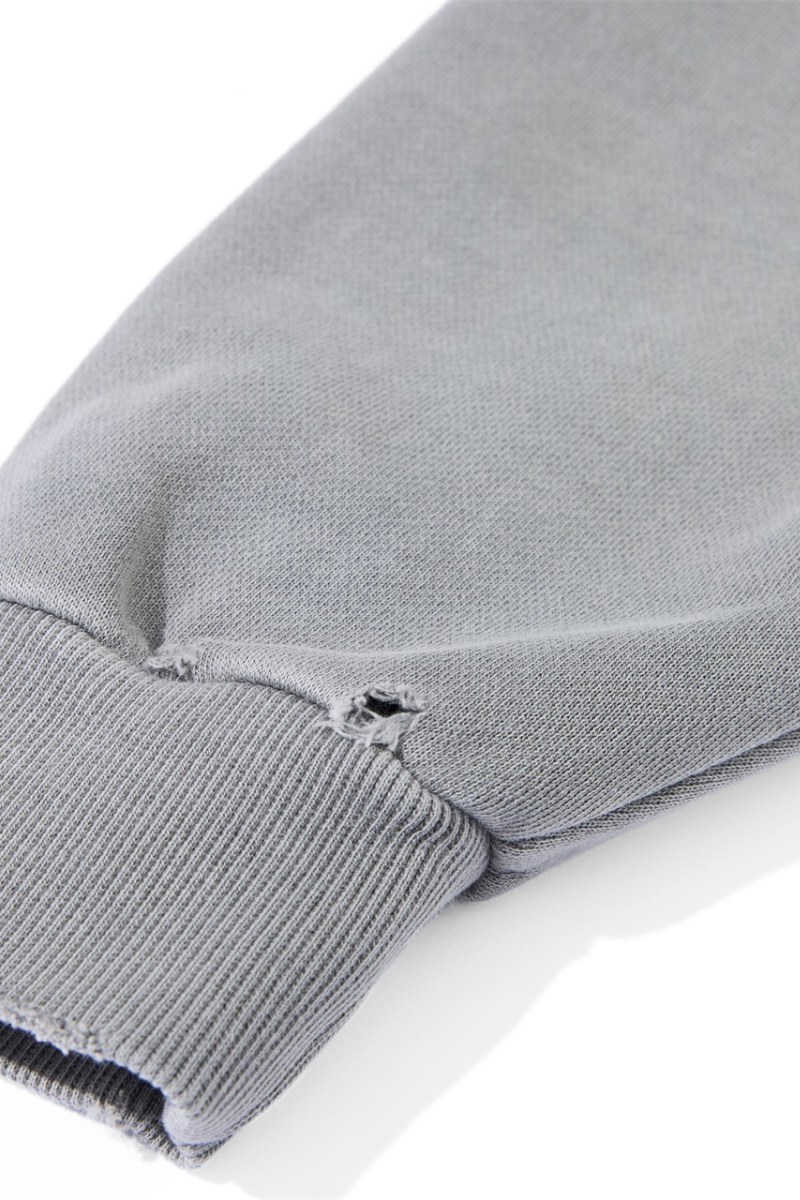 Men's Fall Winter 100% Cotton Washed Frayed Hem Hoodie