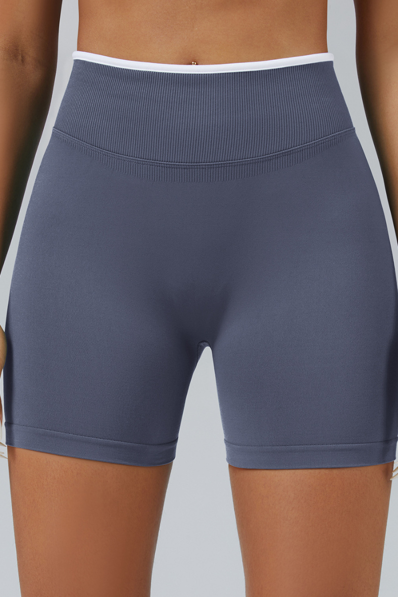 Women's Color Contrast Trim Seamless 3 Inch Yoga Shorts