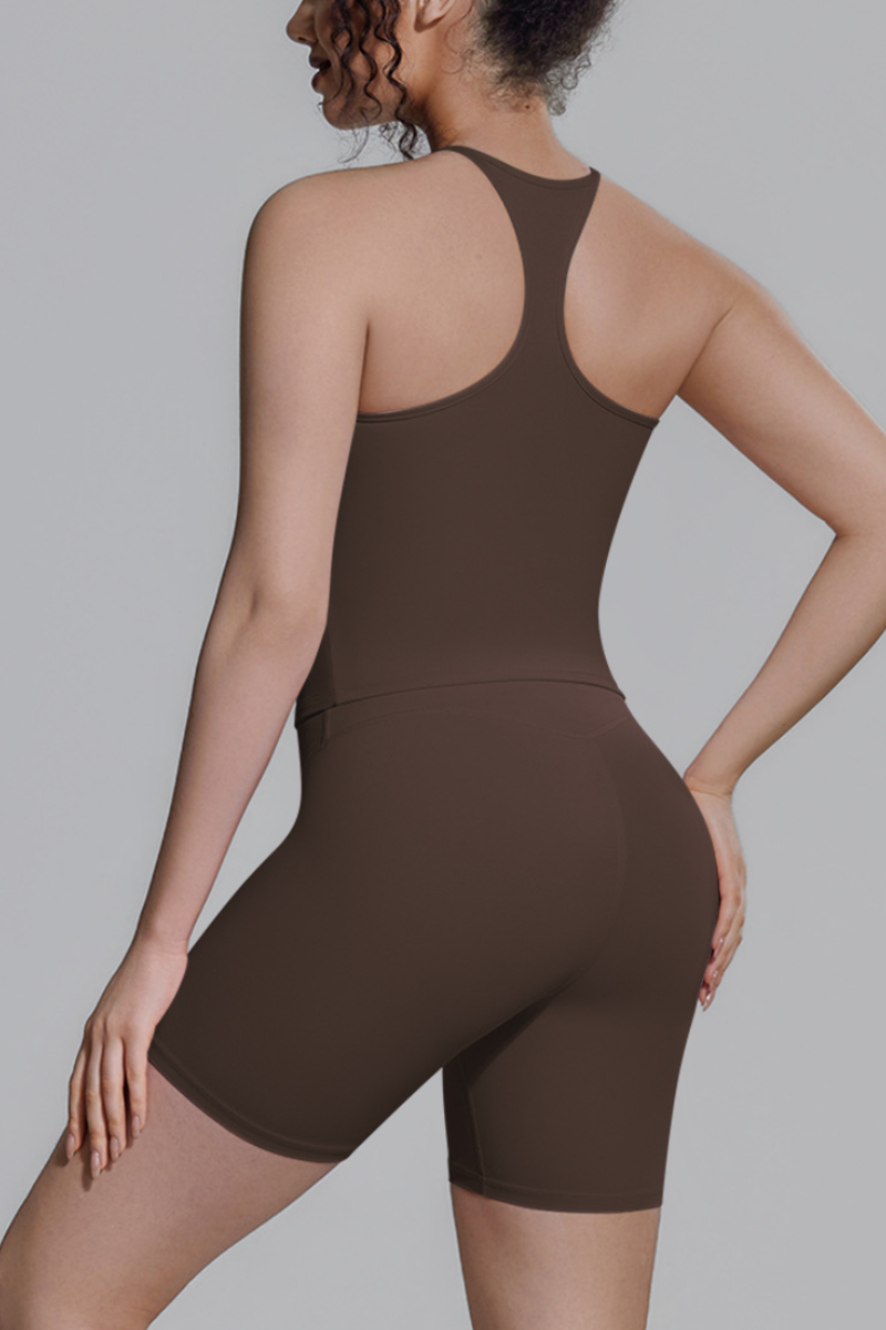 Women's Athletic Sets:Racerback Tank Top And Shorts