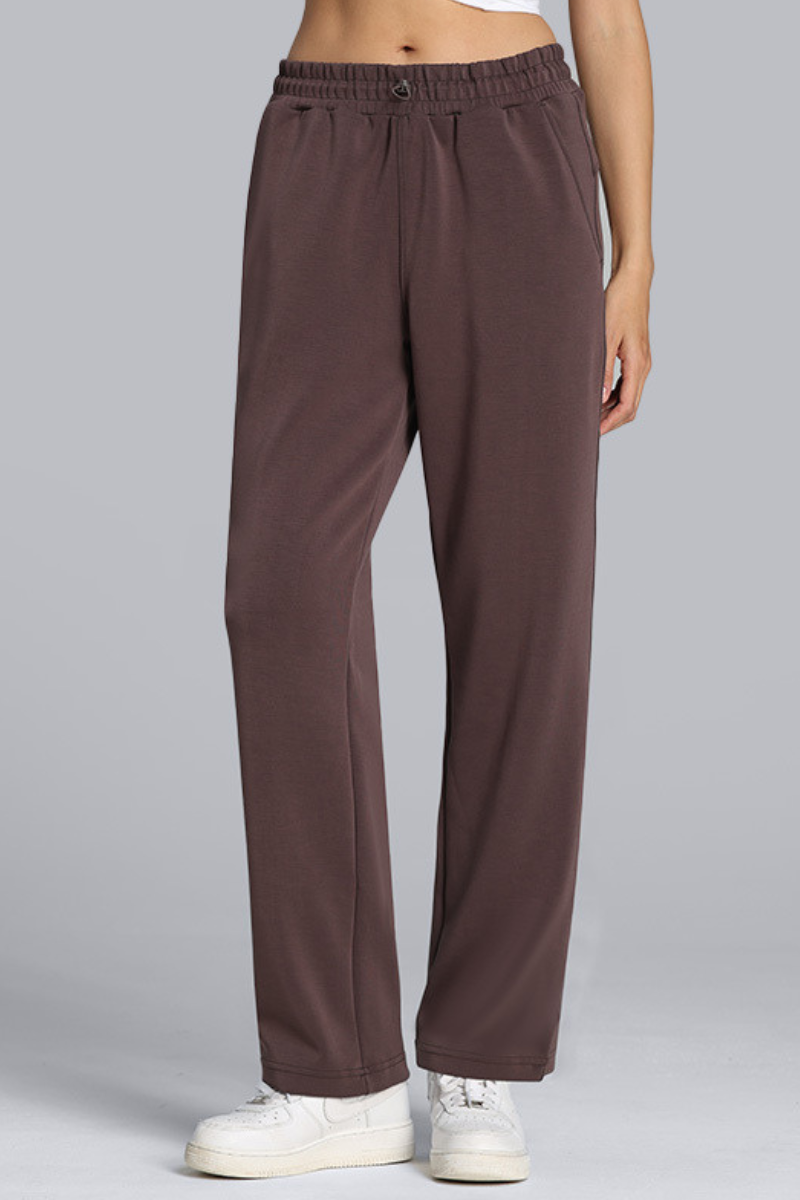 Women's Modal Air Layer Solid Sports Straight-Leg Pants