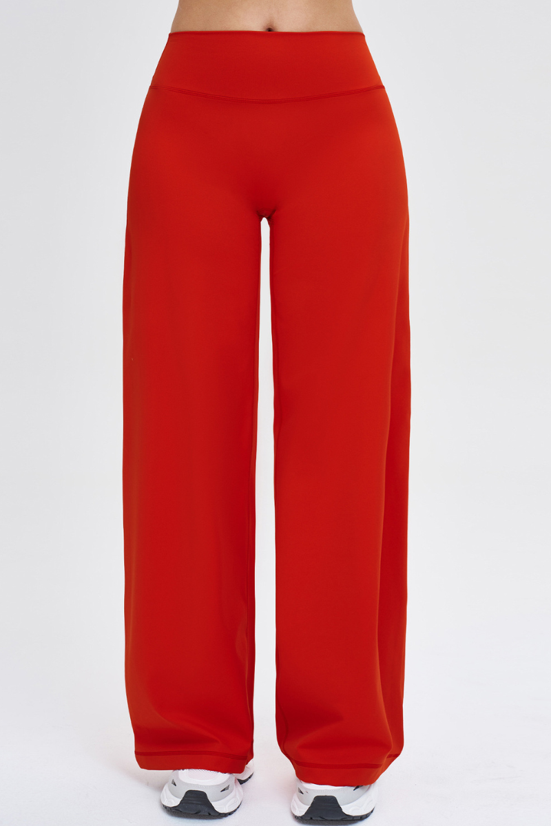 Women's Brushed Wide Waistband Draped Wide Leg Pants