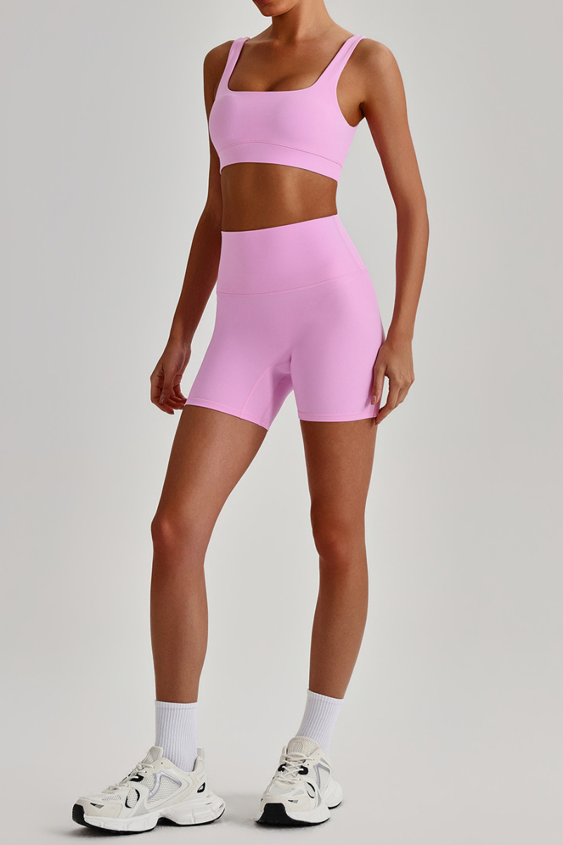 Women's  High Stretch Bra & No Front Seam Yoga Shorts Set