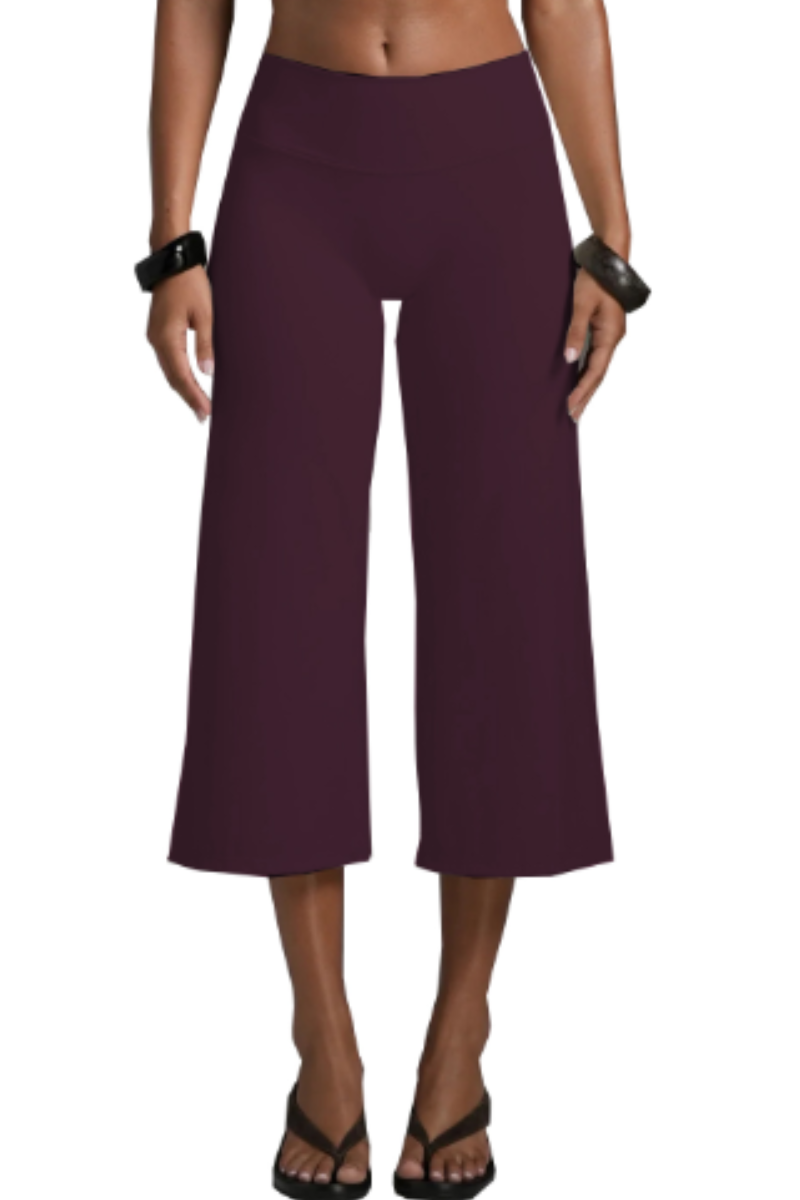 Women's Athletic 7/8 Wide-Leg Yoga Cropped Pants