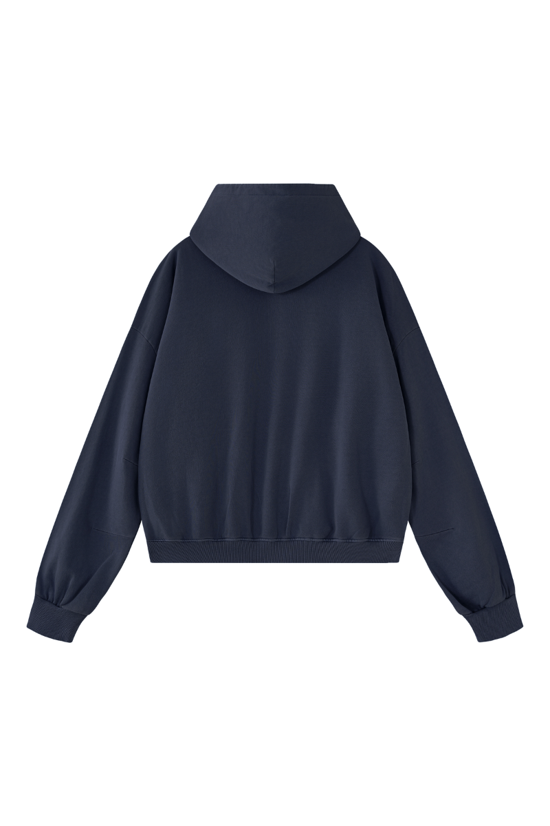 Unisex Fall 100% Cotton 360G Boxy Cropped Two‑Way Zip Jacket