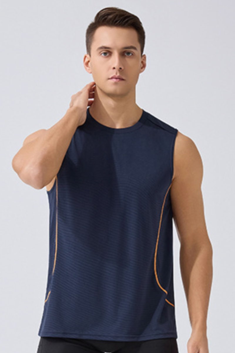 Men's Contrast Stitch Dry Crew Neck Sleeveless Tank Top