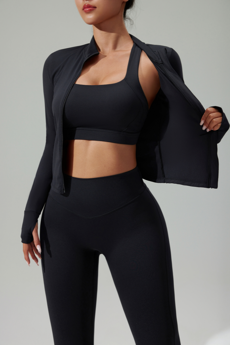 Women's 3-Piece Set :Jacket Sports Bra &Jacket & Leggings
