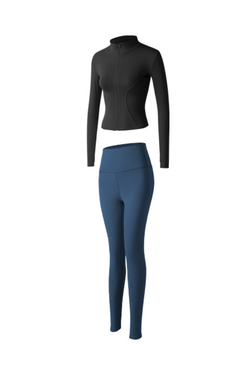 Women's Athletic Sets:Stand Collar Jacket And Leggings