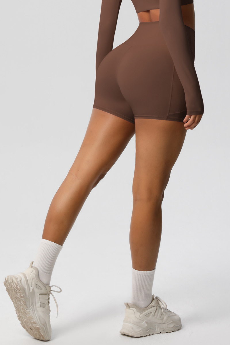Women's High Waist Side Pocket Yoga Workout Biker Shorts