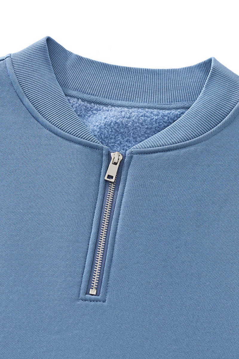Unisex Fall Vintage Washed Fleece Quarter Zip Sweatshirt