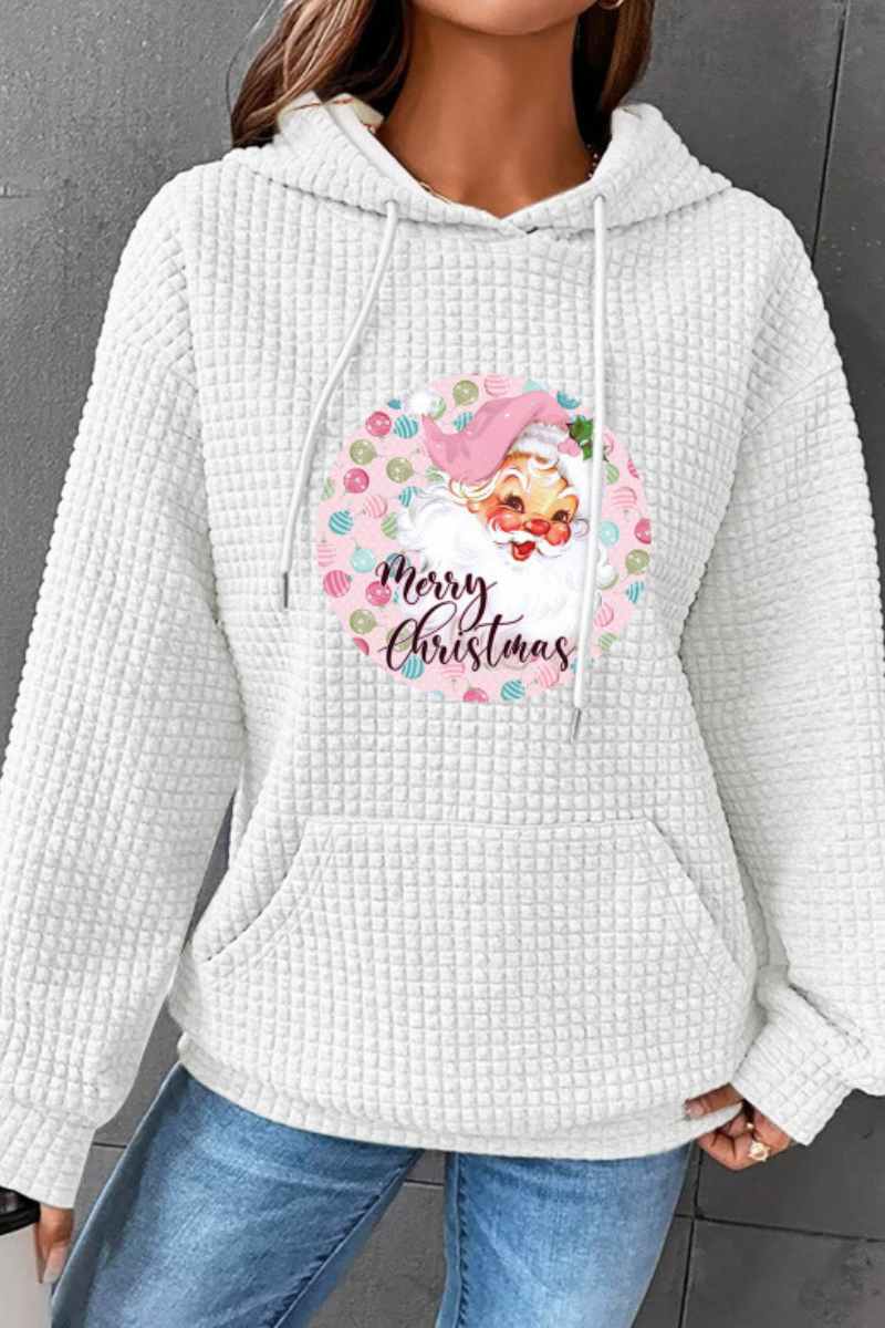 Women's Fall/Winter Christmas Print Waffle Knit Hoodie