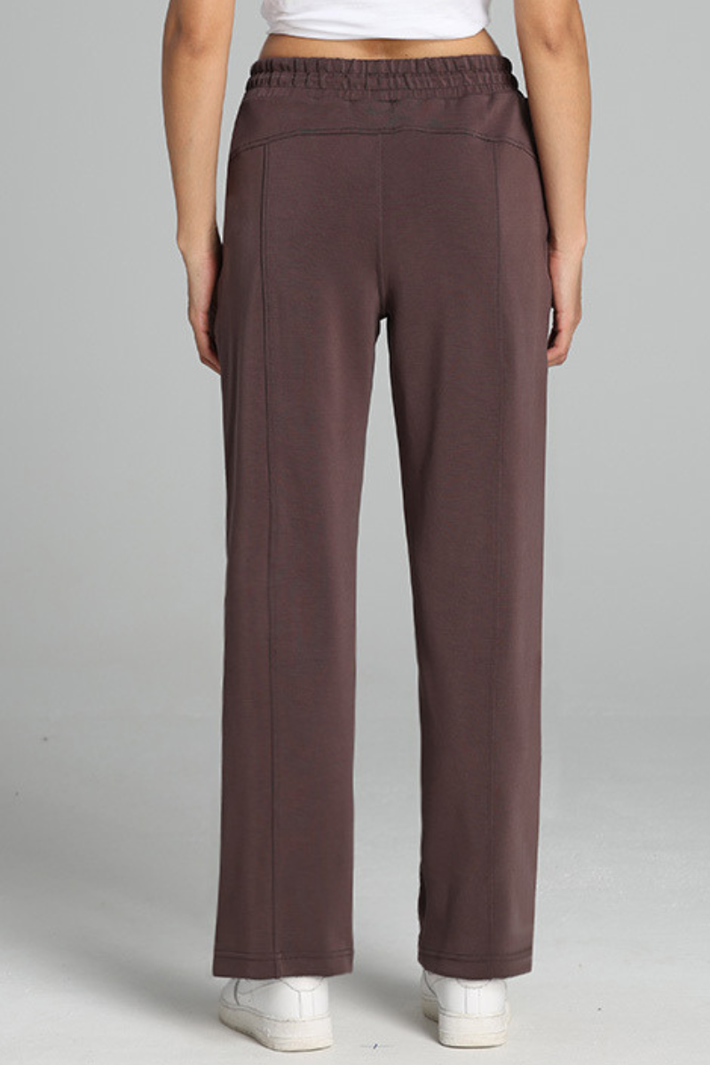 Women's Modal Air Layer Solid Sports Straight-Leg Pants
