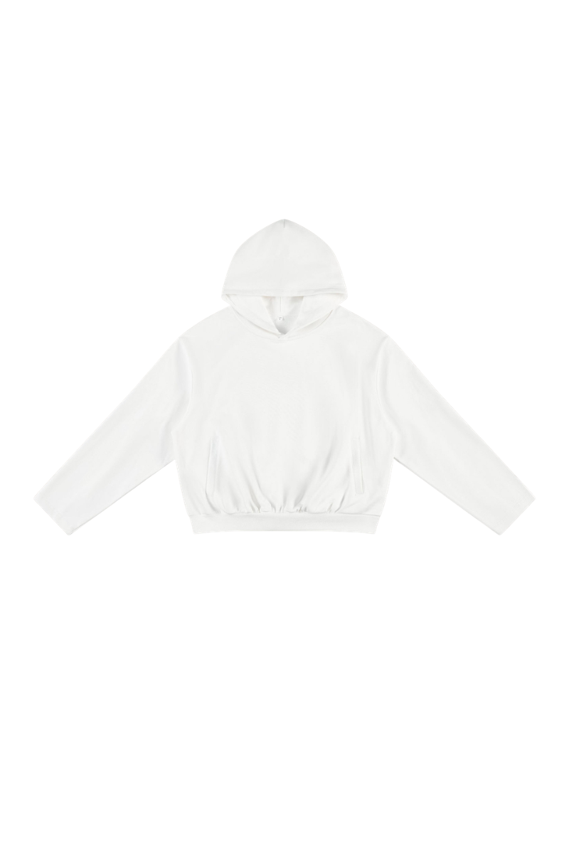 Unisex Fall Cropped Kangaroo Pocket Drop-Shoulder Hoodie