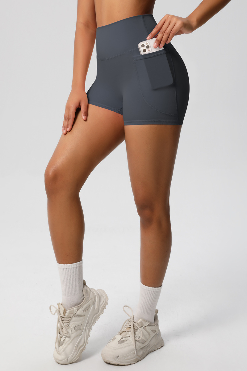 Women's High Waist Side Pocket Yoga Workout Biker Shorts