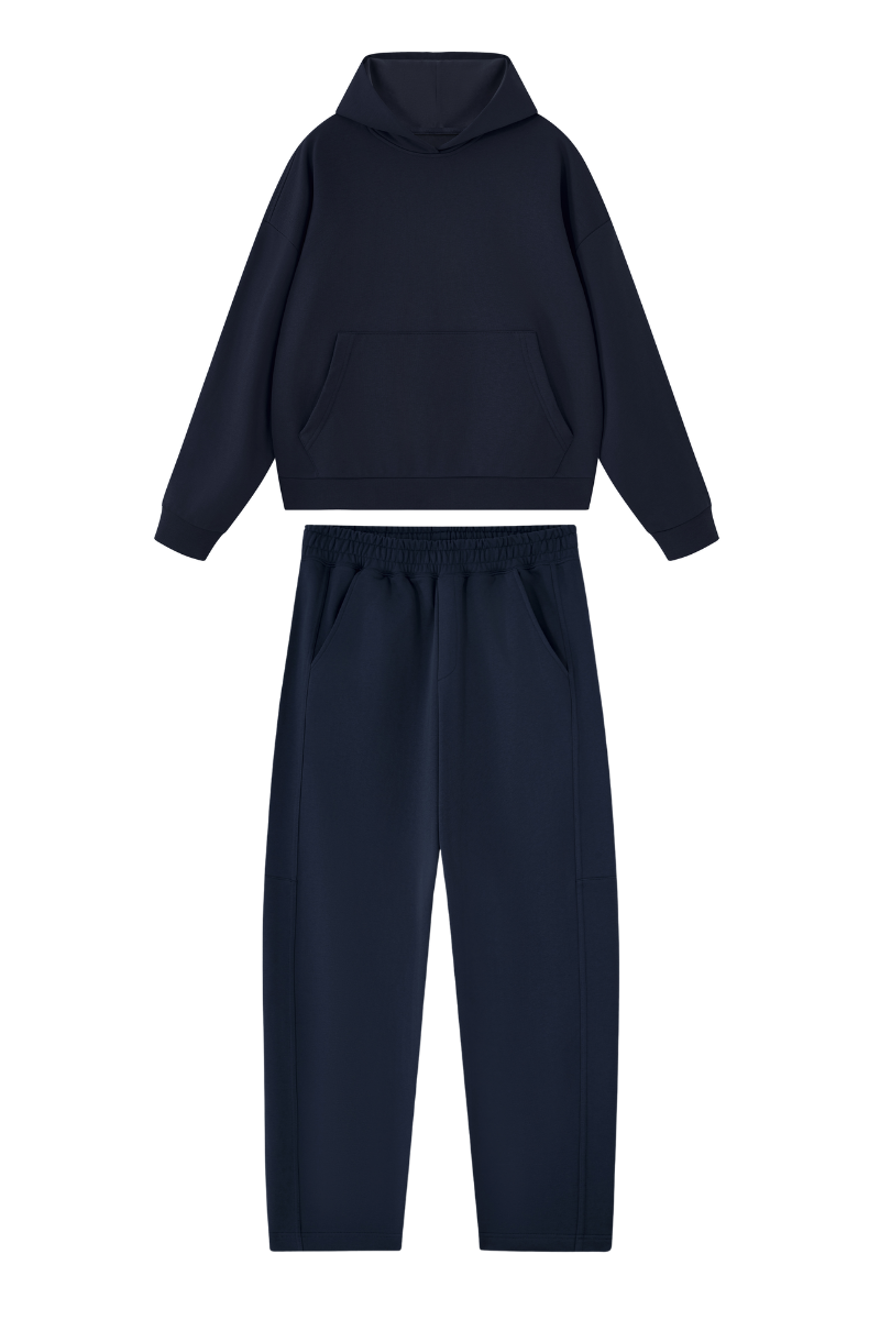 Unisex Fall Set:Heavyweight Hoodie And Curved Sweatpants
