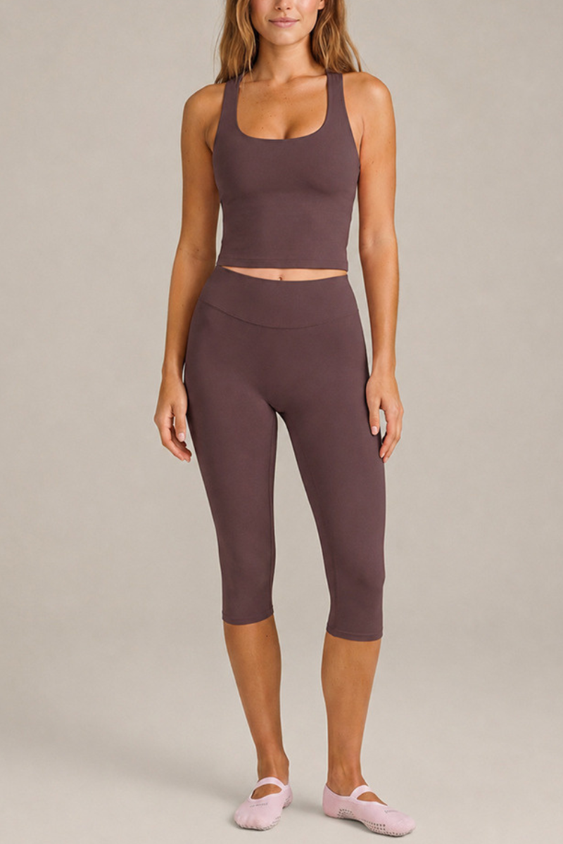 Women's Brushed Racerback Tank Top And Capri Yoga Set