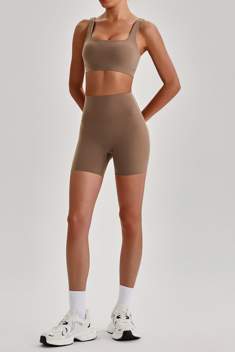 Women's  High Stretch Bra & No Front Seam Yoga Shorts Set