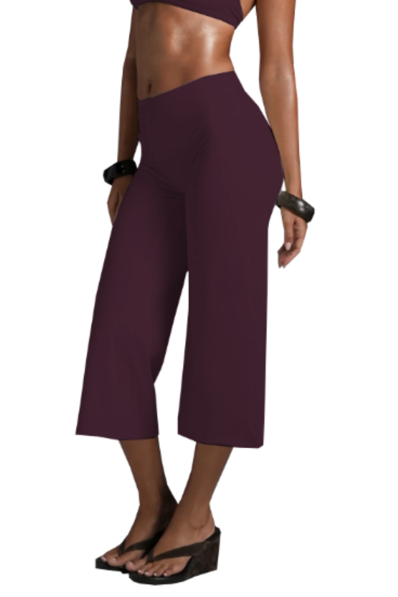 Women's Athletic 7/8 Wide-Leg Yoga Cropped Pants