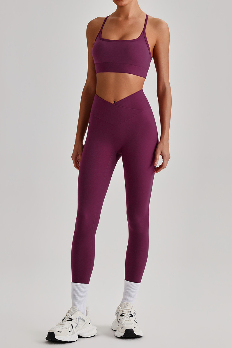 Women's  Crisscross Back Bra & V-Waist Yoga Leggings Set