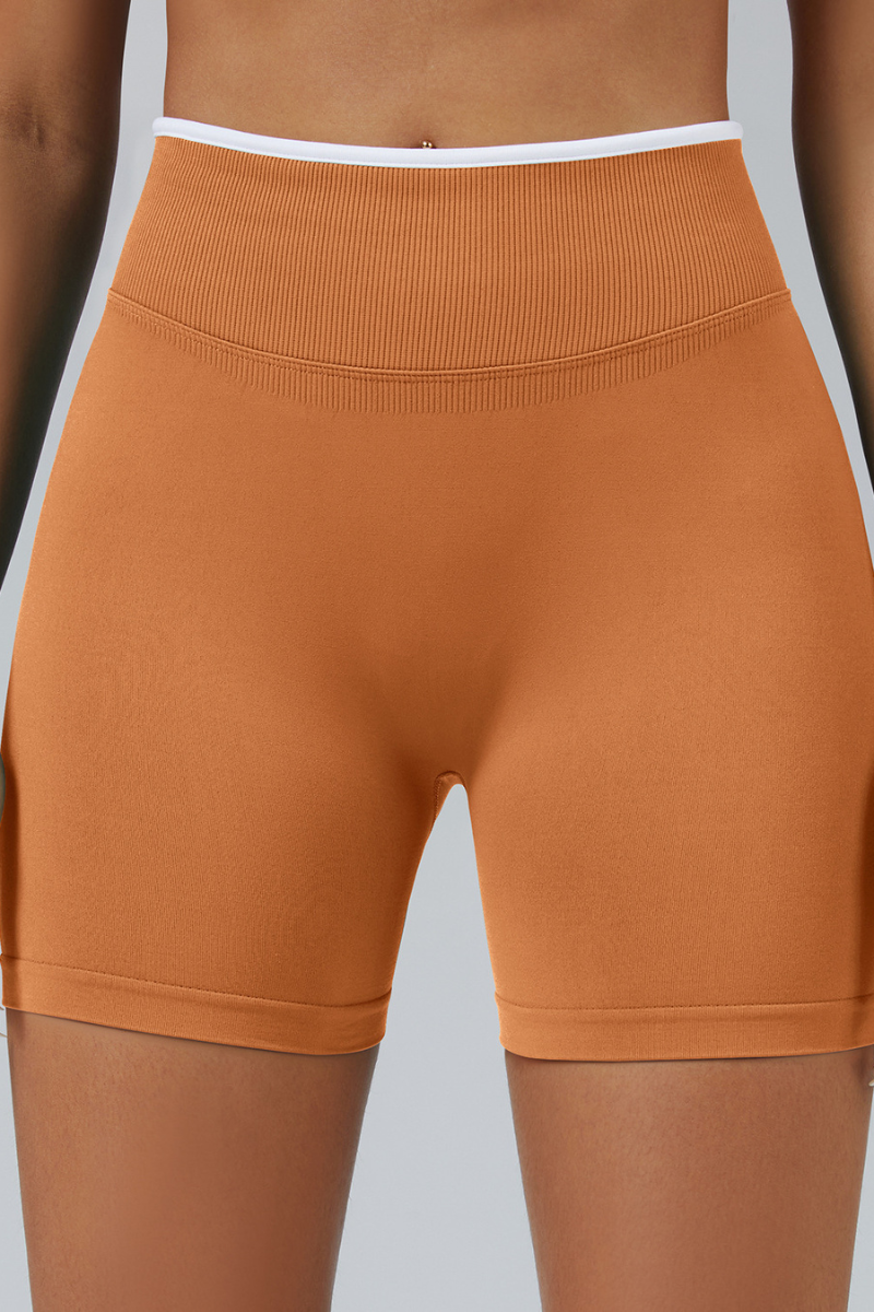 Women's Color Contrast Trim Seamless 3 Inch Yoga Shorts