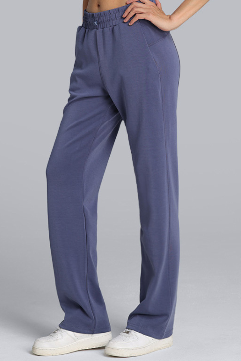 Women's Modal Air Layer Solid Sports Straight-Leg Pants