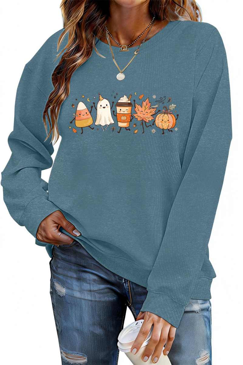 Women's Fall Halloween Graphic Soft Relaxed Sweatshirt