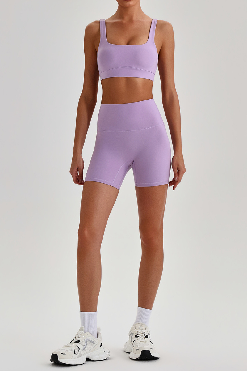 Women's  High Stretch Bra & No Front Seam Yoga Shorts Set