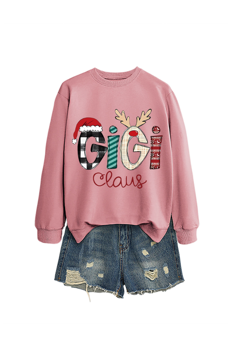 Christmas Print Crew Neck Loose Pullover Sweatshirt