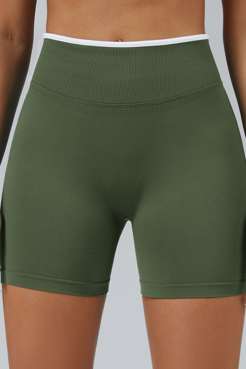 Women's Color Contrast Trim Seamless 3 Inch Yoga Shorts
