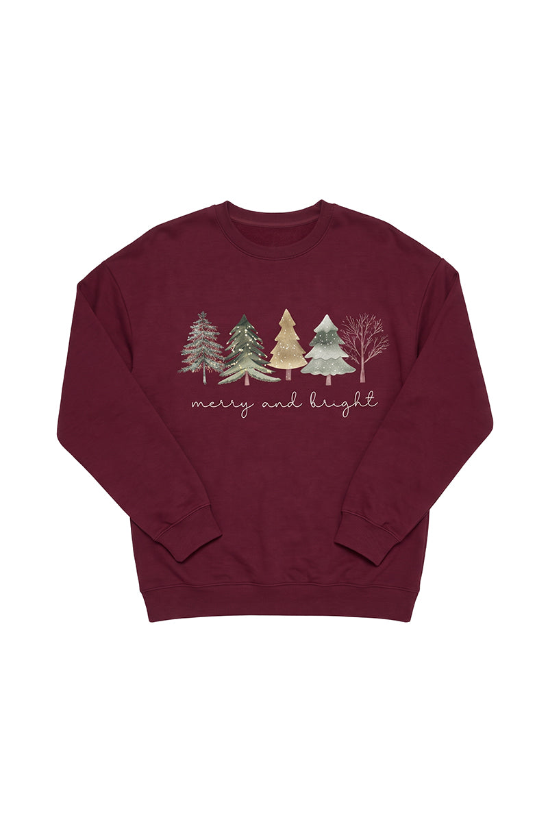 Women's Fall Christmas Tree Print Crew Neck Sweatshirt