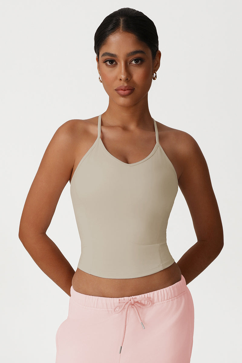 Women Slim Fit Cross Back Yoga Sports Vest High Elastic Workout Tank Top