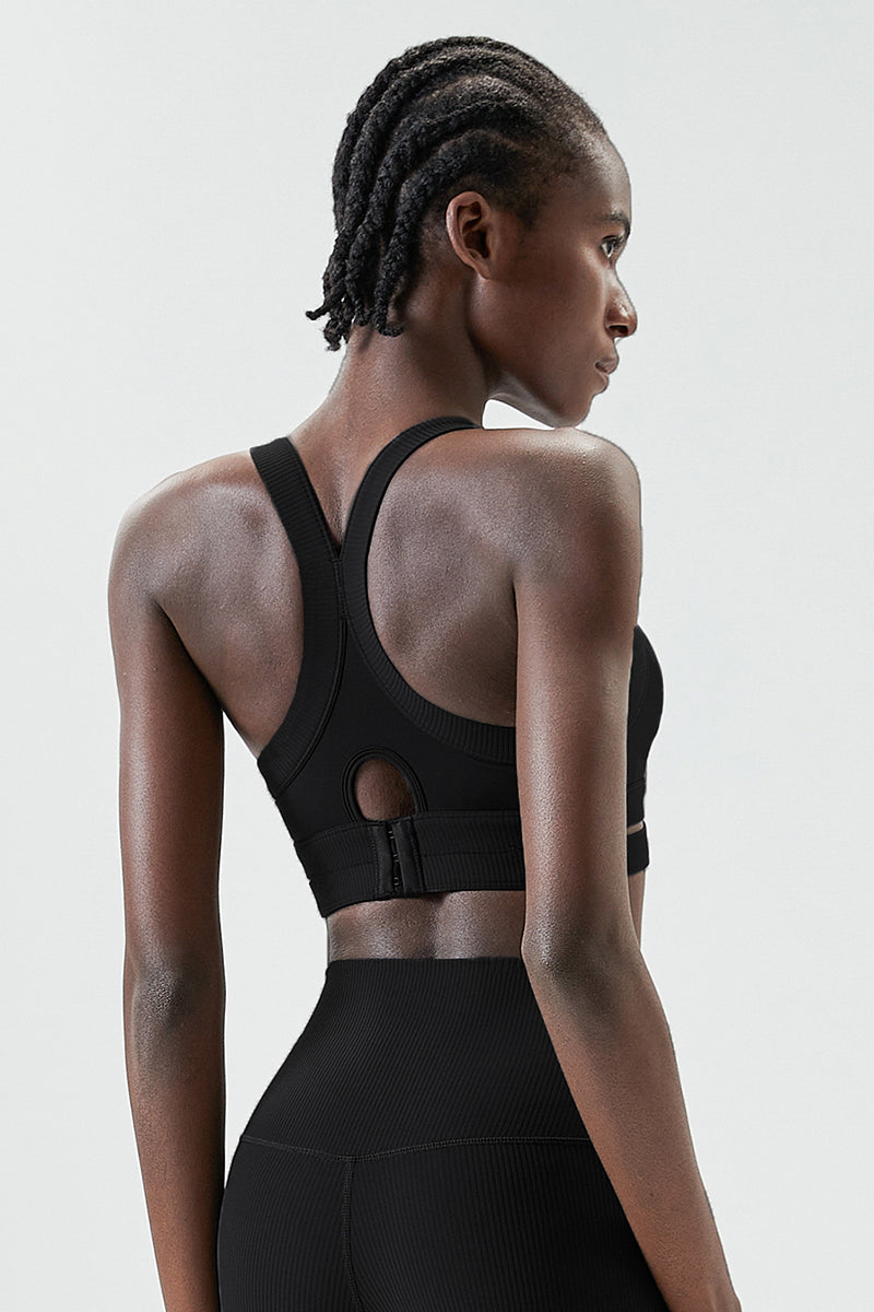 Back buckle cross-back sports bra