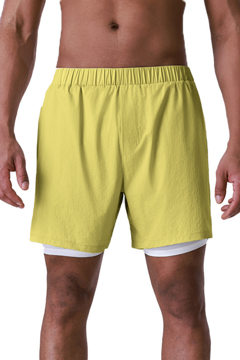 Men's 2-in-1 Dual-Layer Athletic Running Shorts With Inner Liner
