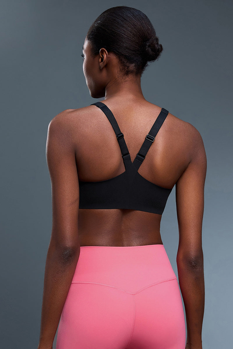 Women Front-Zip High-Impact Support Adjustable-Strap Sports Bra