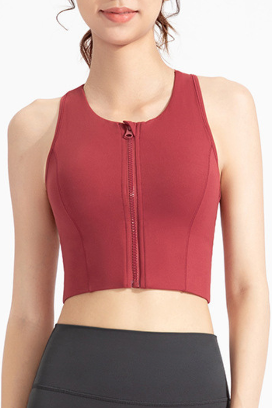 Women's Front Zipper High Impact Naked Feel Sports Bra
