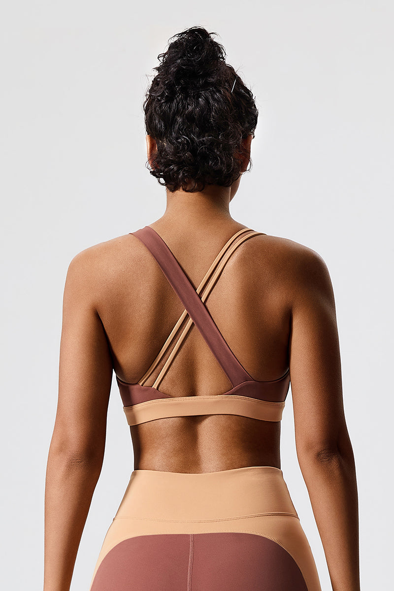 Women Eco-Friendly Fabrics Cross Back Color Collision With Padded Running Casual Sports Fitness Yoga Tank Tops