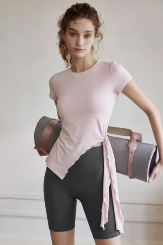 Women's Lyocell Asymmetric Side Tie  Soft Touch Yoga T-Shirt