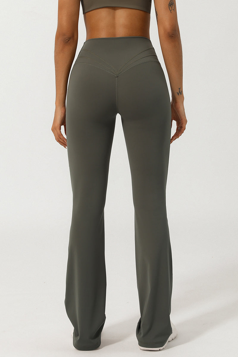 Women Sport V Cross Waist Tight Flare Yoga Dance Pants