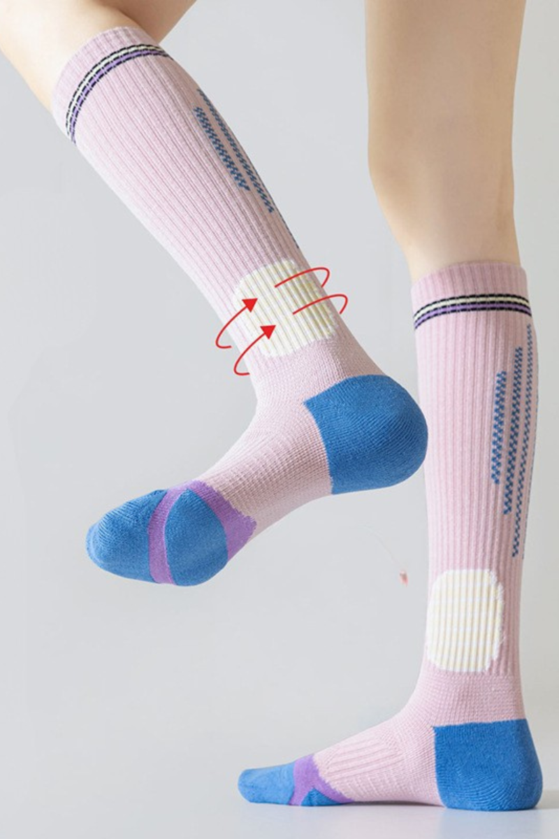 Women's Color Block High-Stretch Calf-High Spoprts Socks