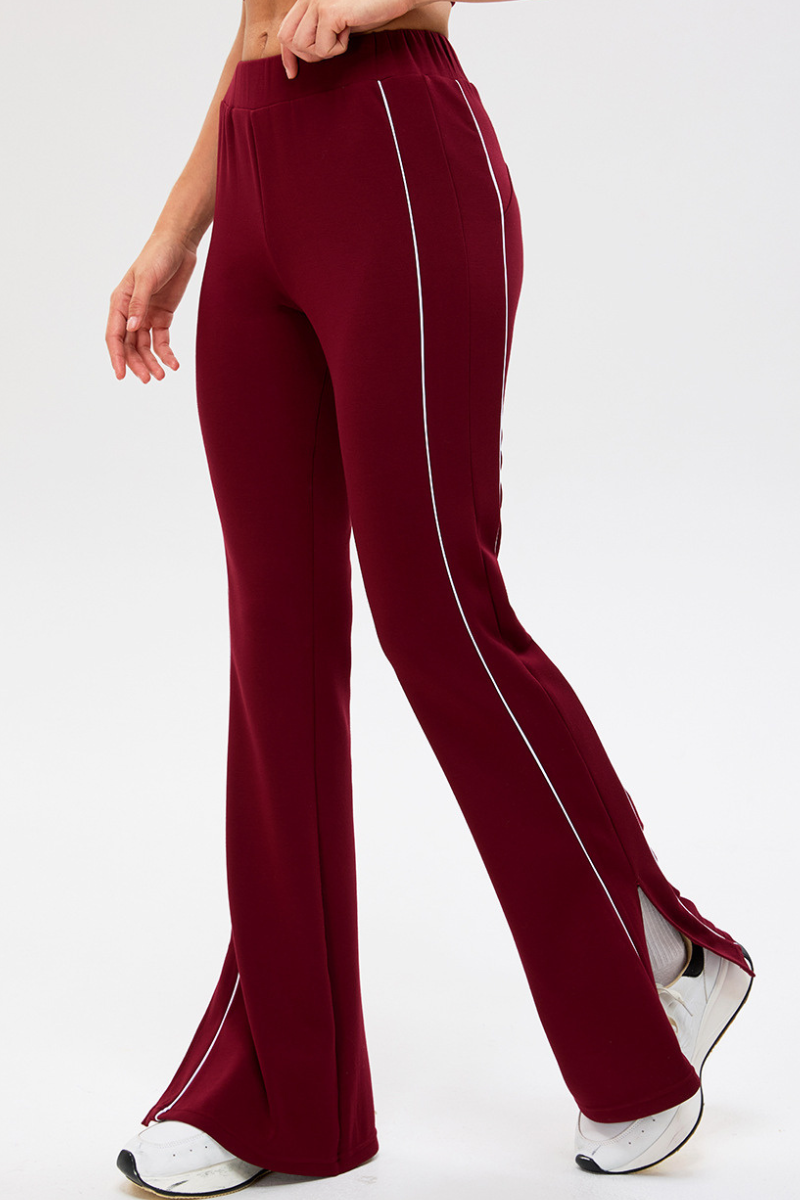 Women's Color-Block Strap Side Slit Yoga Flared Pants