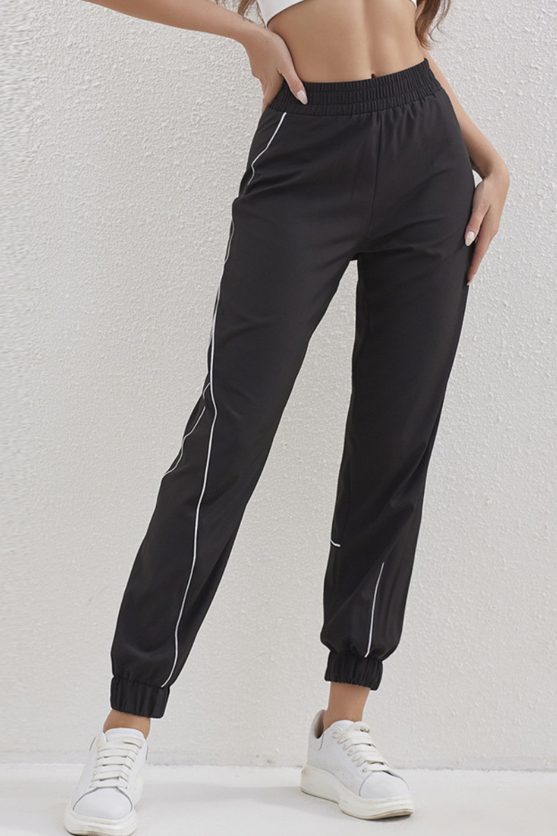 Women's Contrast Stripe Stitch Elastic Cuff Quick Dry Jogger